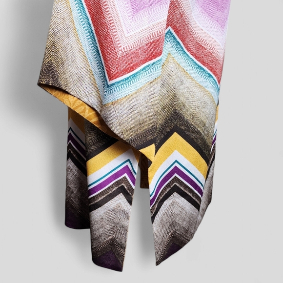 Chicos Women's Cheveron Multicolor Striped Reversible Kimono - Picture 6 of 10